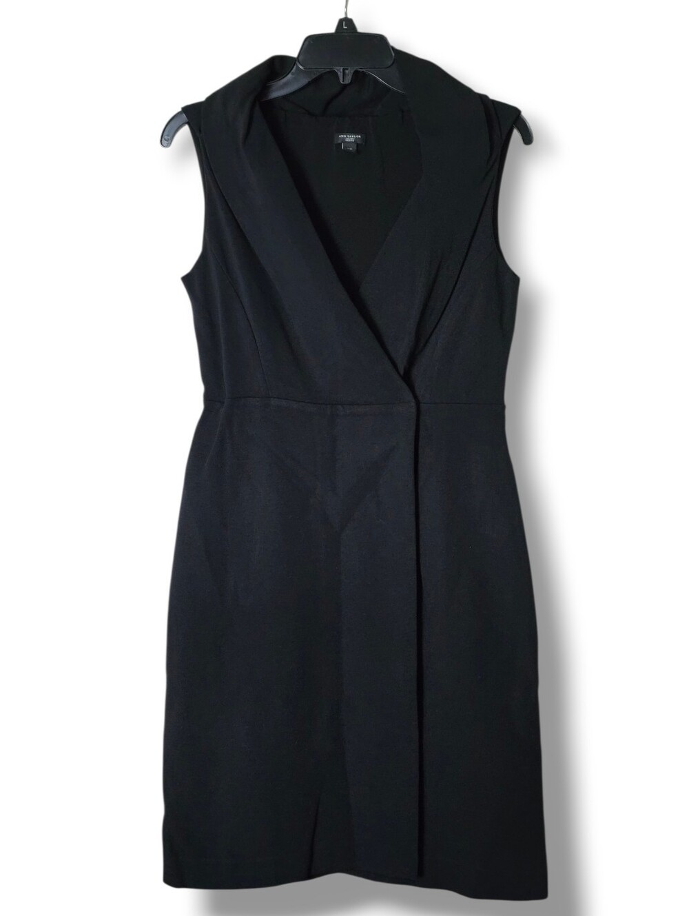 Ann Taylor Classic Black Sleeveless Midi Wrap Dress - Size 6P - Picture 2 of 6